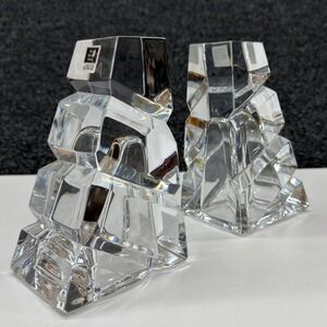 Miller Rogaska Crystal Legacy Bookends Handmade Slovenia 5.5 Inch Pair 5709-2022